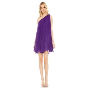 NEW- NWOT Mac Duggal 55951 One-Shoulder Ruffle Cocktail Dress Purple Size 2